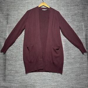 Vince Cashmere Cardigan Sweater Women's XS Maroon Burgundy Long